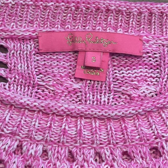 Women's Lilly Pulitzer Macxy Mix Stitch Sweater SZ Small Pink Open Knit - Picture 3 of 10